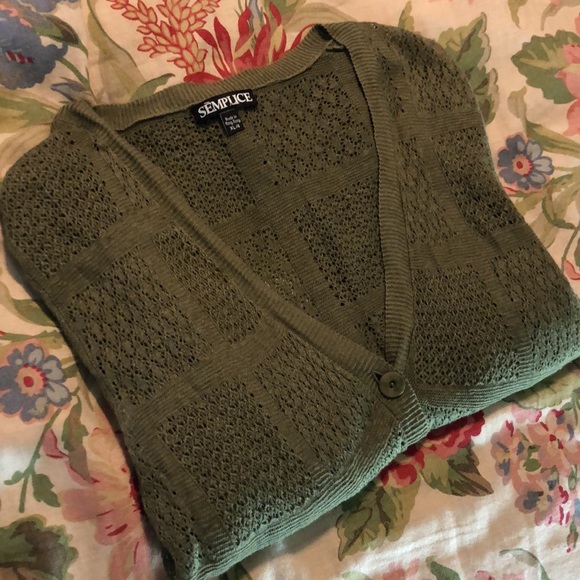 SEMPLICE size XL Linen Open-Weave Sweater Duster - Picture 3 of 16